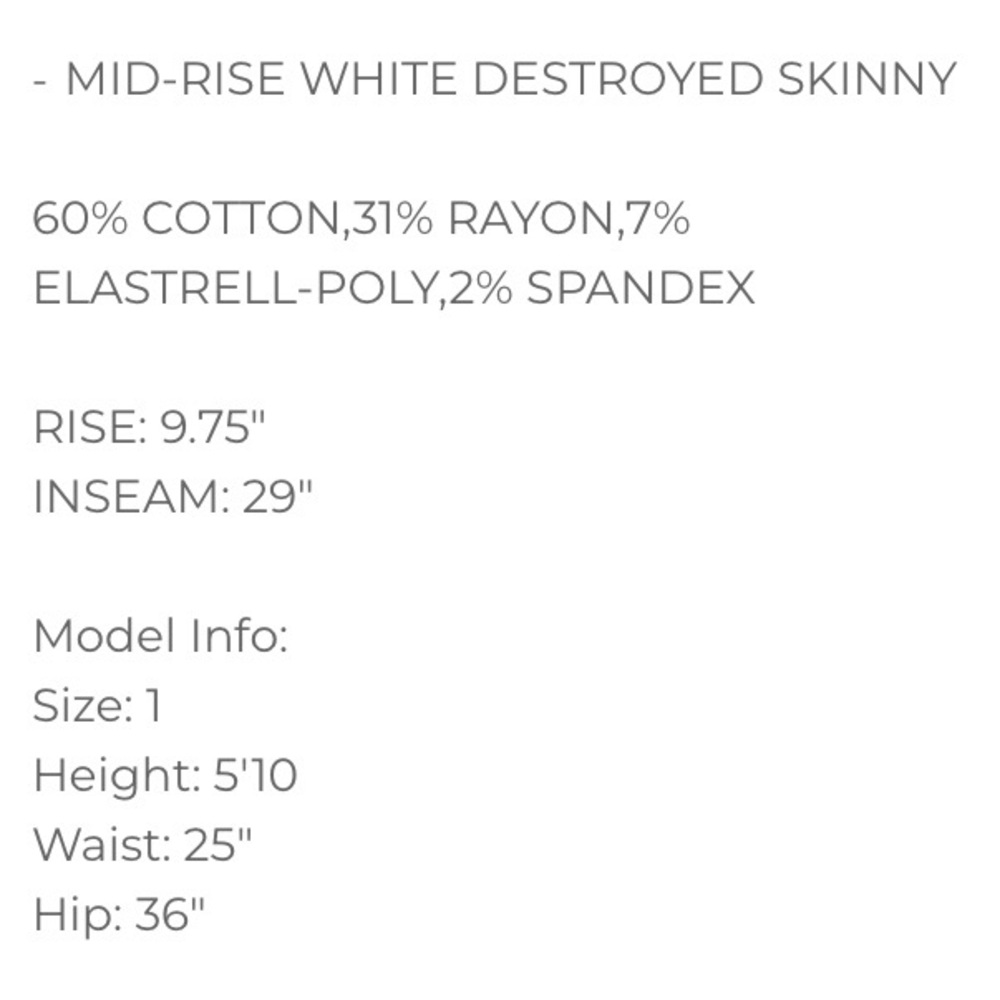JUDY BLUE | Mid-Rise White Destroyed Skinny Jeans - Style #82280 NWT - Picture 6 of 7